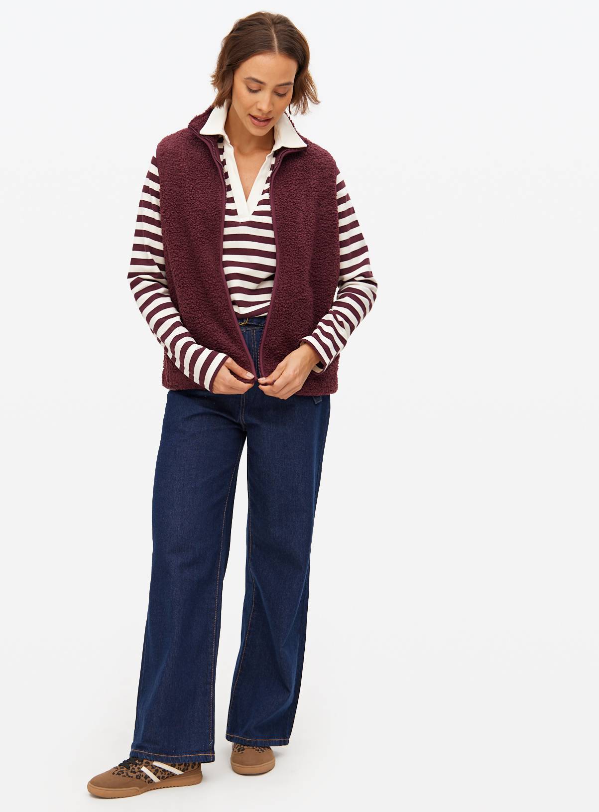 Burgundy Borg Fleece Gilet S - Image 2